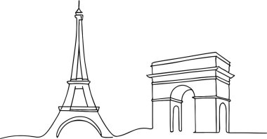 Eyfel Kulesi ve Zafer Takı Sanat Çizgisi Görüntü: Paris Minimalist Tasarım