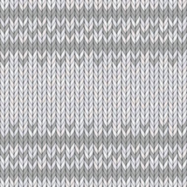 Gri çizgili beyaz yün örgü, dikişsiz arkaplan grafik çizimi. Sıcak kış süveteri için beyaz ve gri pamuk ipliğinin soyut arkaplanı.
