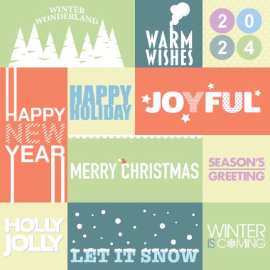 Noel harfleriyle renklendirilmiş vektör çizimi. Noel beste düz tasarım, geometri, mozaik ve klasik konsept.