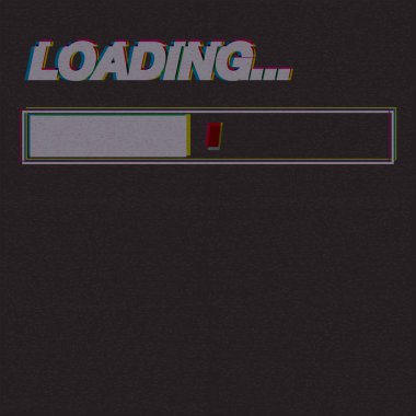 Kelime yükleme çubuğu CMYK renkleri ile örtüşen şeffaf riso yazdırma vektör çizimi siyah arkaplan üzerinde boş boşluk.