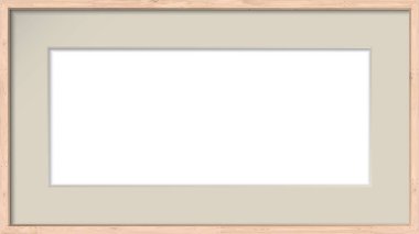 Beyaz boyalı tahta çerçeve dikdörtgen şekilli resimli. Kereste sanatı çerçevesi gri arkaplanı kes.