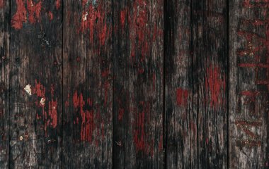 Kahverengi ahşap doku ve çatlak boya kalıntıları. Soyut arkaplan, boş şablon. Kırsal eskimiş ahşap arka plan düğümler ve çivi delikleriyle. Duvarları tahta tahtalarla kaplayın. Boşluğu kopyalayın..