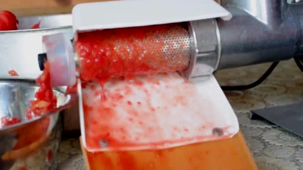 Faire Maison Fraîchement Pressé Jus Tomate Sur Machine Électrique Les — Video