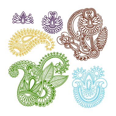 Güzel renkli çiçek sanatı ve mandala vektör tasarımı