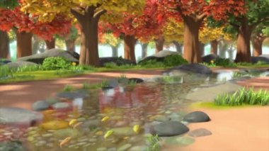 Çocuklar için komik çizgi film animasyonu video ve güzel doğal manzara