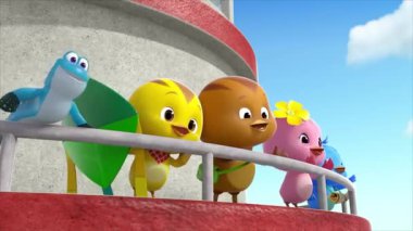 Çocuklar için komik çizgi film animasyonu video ve güzel doğal manzara