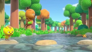 Çocuklar için komik çizgi film animasyonu video ve güzel doğal manzara