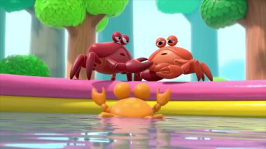 Çocuklar için komik çizgi film animasyonu video ve güzel doğal manzara