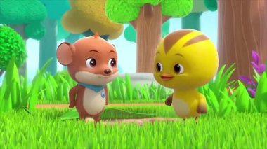 Çocuklar için komik çizgi film animasyonu video ve güzel doğal manzara