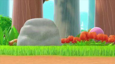 Çocuklar için komik çizgi film animasyonu video ve güzel doğal manzara