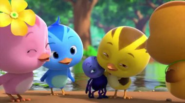 Çocuklar için komik çizgi film animasyonu video ve güzel doğal manzara