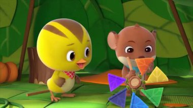 Çocuklar için komik çizgi film animasyonu video ve güzel doğal manzara