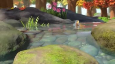 Çocuklar için komik çizgi film animasyonu video ve güzel doğal manzara