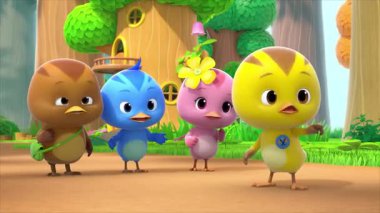 Çocuklar için komik çizgi film animasyonu video ve güzel doğal manzara