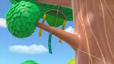 Çocuklar için komik çizgi film animasyonu video ve güzel doğal manzara