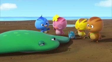 Çocuklar için komik çizgi film animasyonu video ve güzel doğal manzara