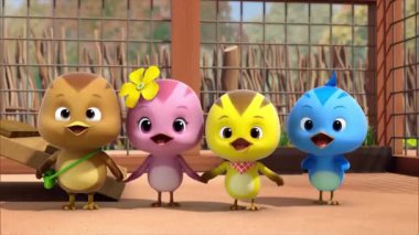 Çocuklar için komik çizgi film animasyonu video ve güzel doğal manzara