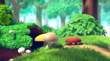 Çocuklar için komik çizgi film animasyonu video ve güzel doğal manzara