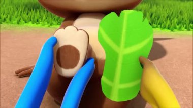 Çocuklar için komik çizgi film animasyonu video ve güzel doğal manzara