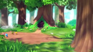 Çocuklar için komik çizgi film animasyonu video ve güzel doğal manzara