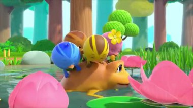 Çocuklar için komik çizgi film animasyonu video ve güzel doğal manzara