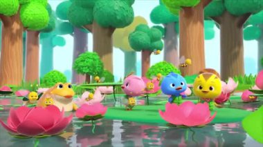Çocuklar için komik çizgi film animasyonu. Video ve güzel doğal manzara animasyonu.