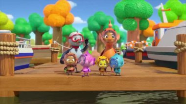 Çocuklar için komik çizgi film animasyonu. Video ve güzel doğal manzara animasyonu.