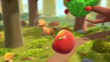 Çocuklar için komik çizgi film animasyonu. Video ve güzel doğal manzara animasyonu.