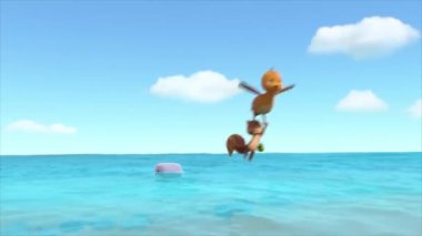 Çocuklar için komik çizgi film animasyonu. Video ve güzel doğal manzara animasyonu.