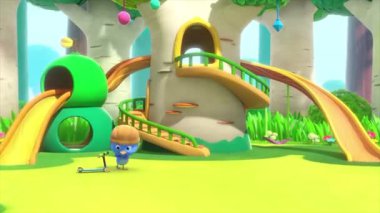 Çocuklar için komik çizgi film animasyonu. Video ve güzel doğal manzara animasyonu.