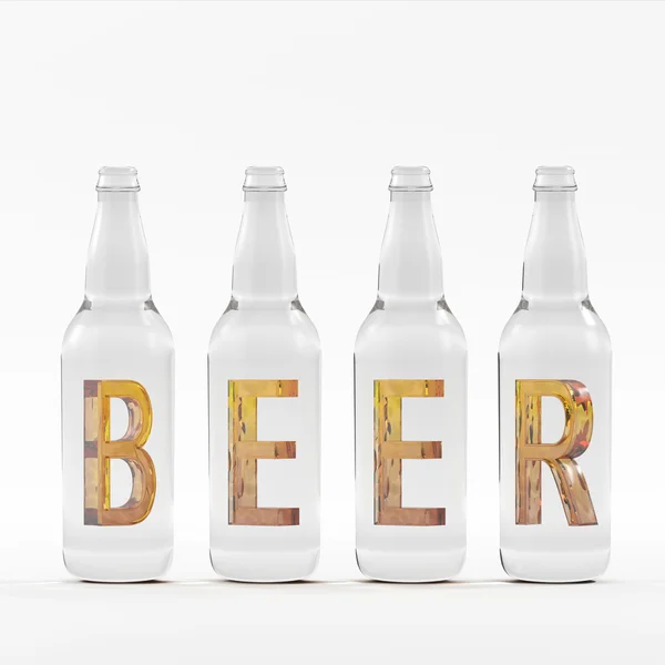 Copos de cerveja com fonte de cristal âmbar 3D renderização ilustração 3D — Fotografia de Stock