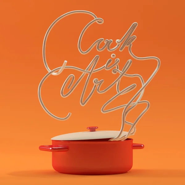 Cook pot modern 3d render 3d illüstrasyon ile sanat alıntı