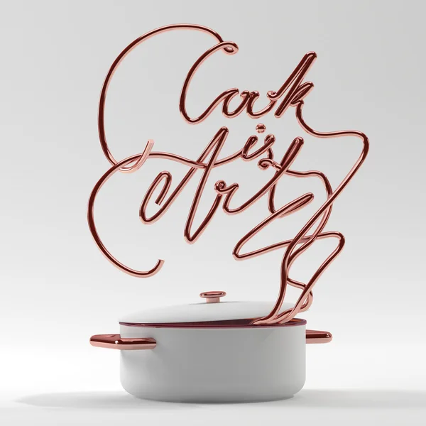Cook pot modern 3d render 3d illüstrasyon ile sanat alıntı