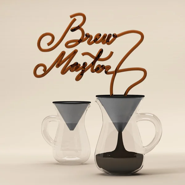 Cam 3d render 3d illüstrasyon ile brew ana kahve teklif