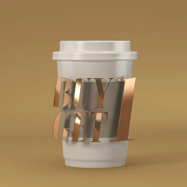 Alıntı ile kahve fincanı satın 1 get 1 3d render 3d çizim