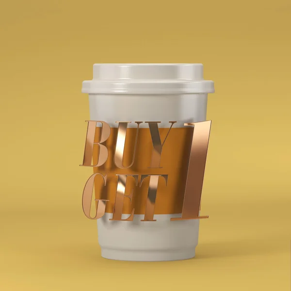 Alıntı ile kahve fincanı satın 1 get 1 3d render 3d çizim