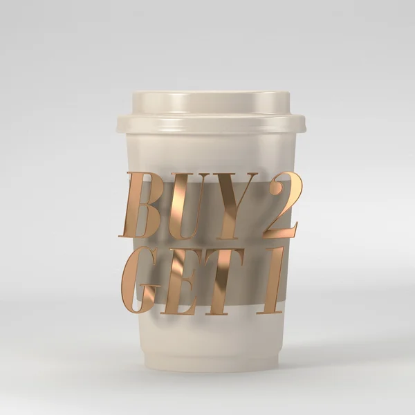 Alıntı ile kahve fincanı satın 1 get 2 3d render 3d çizim