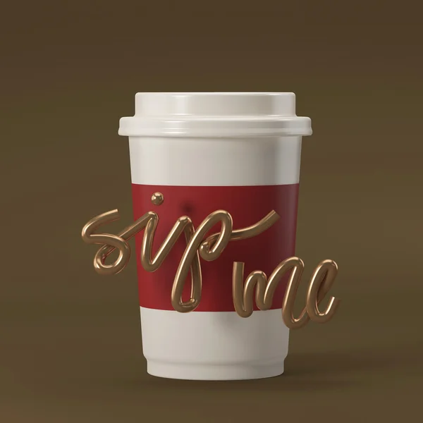 Fincan kahve yudum ile bana teklif arka plan 3d render 3d çizim üzerinde