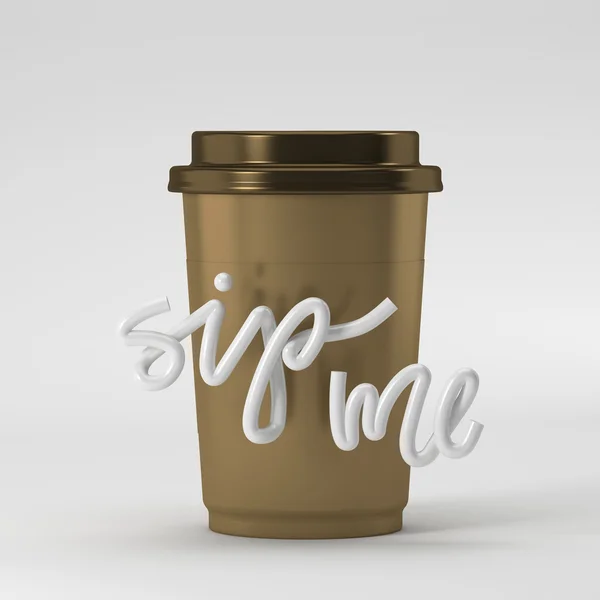 Kávy šálek s sip mi nabídky na pozadí 3d vykreslování 3d ilustrace — Stock fotografie