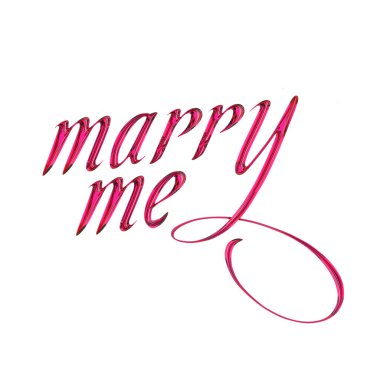 evlenmek bana kaligrafi kristal yazı tipi 3d render 3d illüstrasyon izole, modern tarzda yazıt