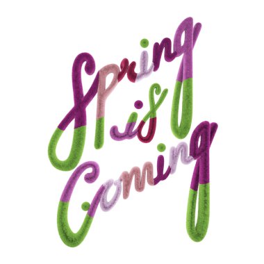 Bahar kabarık yazı tipi yazı 3d render 3d illüstrasyon izole