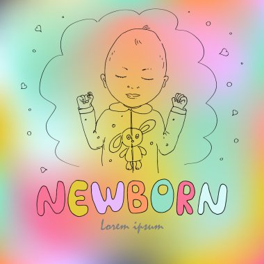 Parlak bir arka plan üzerinde büyüleyici yeni doğmuş çocuk