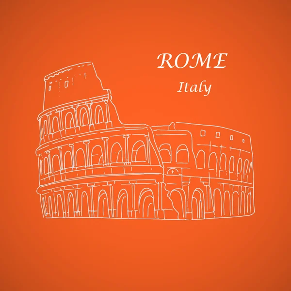 Colosseum Rome Italië oranje achtergrond — Stockvector