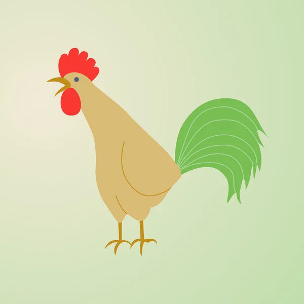 Ilustración de un gallo cantando — Vector de stock