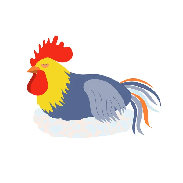 Sleeping Rooster. Cock in flat style. — Stock Vector
