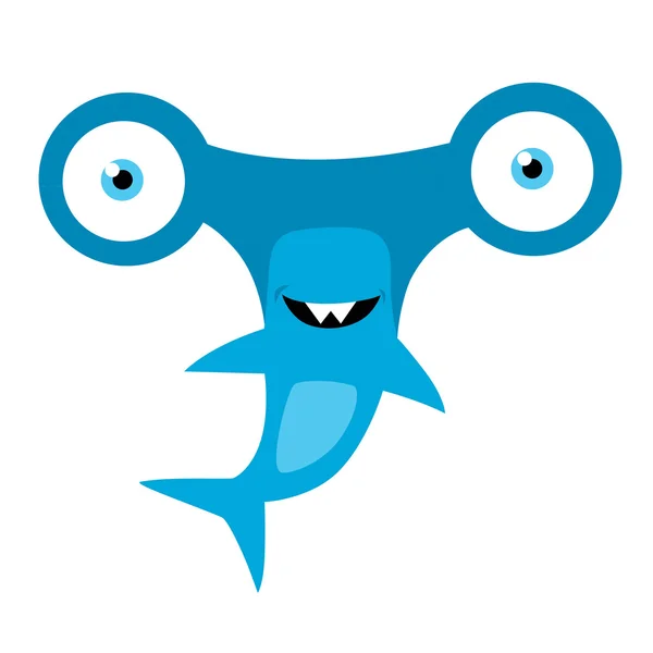 Hammerhead Shark Mascote Vector Desenhos animados — Vetor de Stock