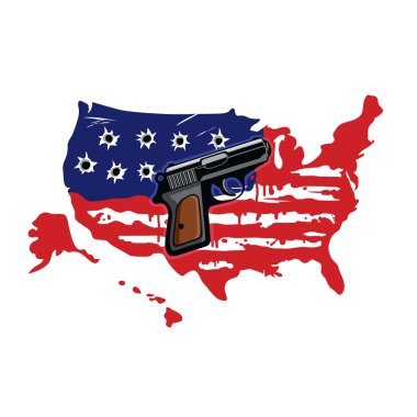 Kurşun delikleri ve silah vektör Amerikan bayrağı