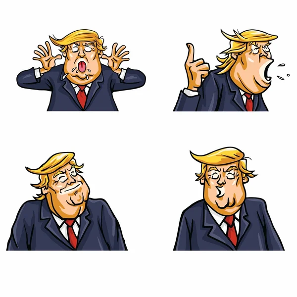 Donald Trump Face Expressions Set Pack — Stock Vector