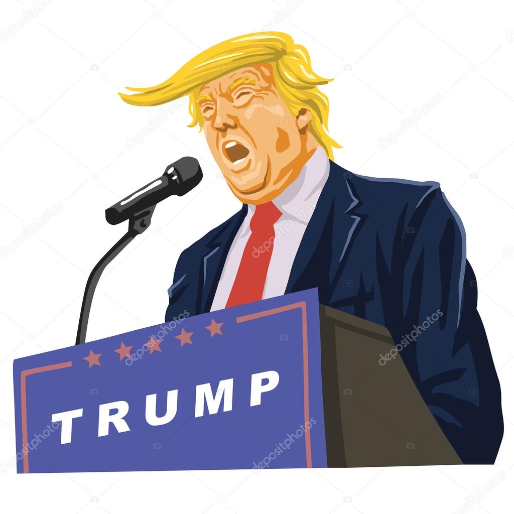Donald Trump Giving A Speech Vector Portrait