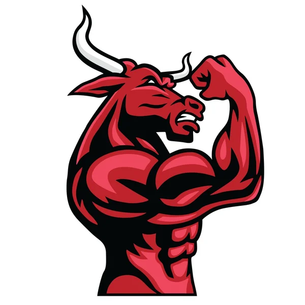 Bodybuilder Bull Posare il suo corpo muscolare — Vettoriale Stock